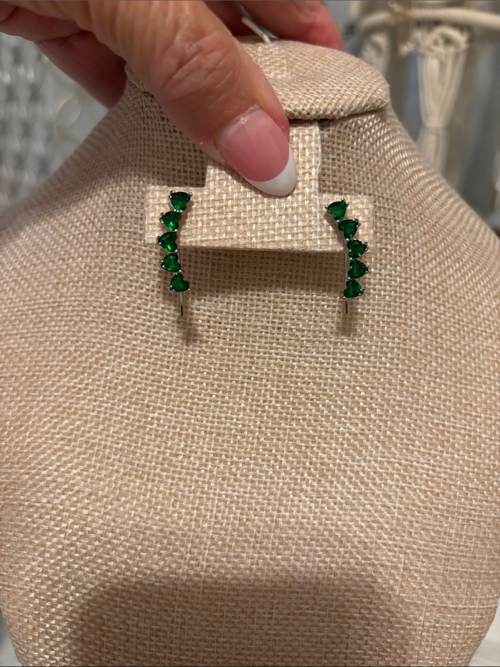 Emerald Green Crystal Climber Earrings